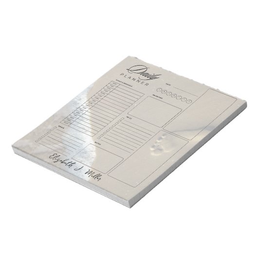 Persoonlijke dagplanner vellen met voetafdrukken notitieblok (Linkerzijde)