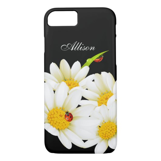 Persoonlijke Daisies en Ladybugs iPhone 7 hoesje (Achterkant)