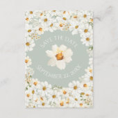 Persoonlijke Daisy Floral Sage Green Wedding Save The Date (Voorkant)