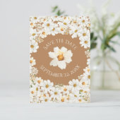 Persoonlijke Daisy Floral Wedding Save The Date (Staand voorkant)