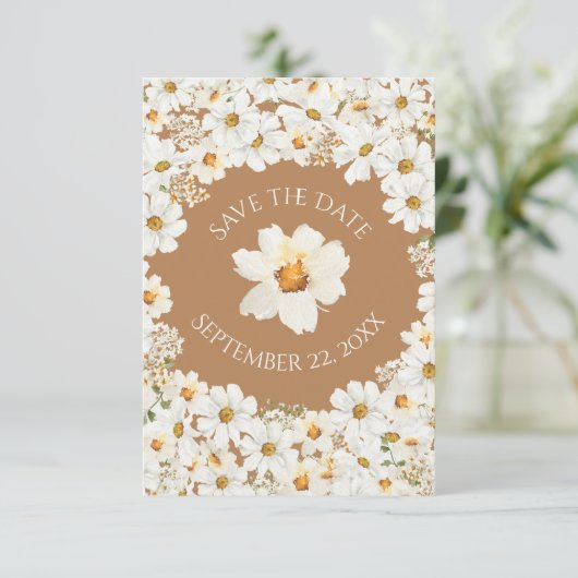 Persoonlijke Daisy Floral Wedding Save The Date (Staand voorkant)