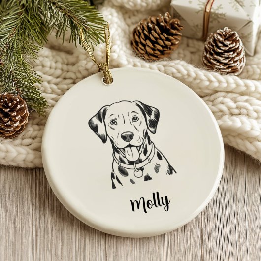 Persoonlijke Dalmatiër Hond Kerstmis Keramisch Ornament
