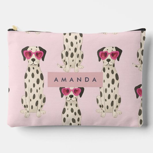 Persoonlijke Dalmatiër Hond met Roze Hart Bril Etui (Voorkant)