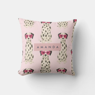 Persoonlijke Dalmatiër Hond met Roze Hart Bril Kussen