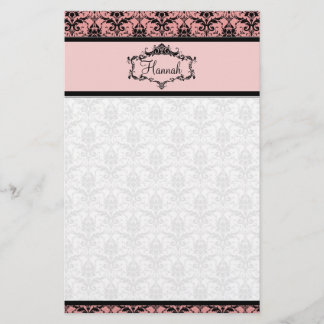 Persoonlijke Damasartikelen - Roze en zwart Briefpapier