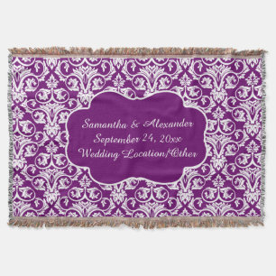 Persoonlijke Damask Wedding/Keepomwille Paarse Thr Deken