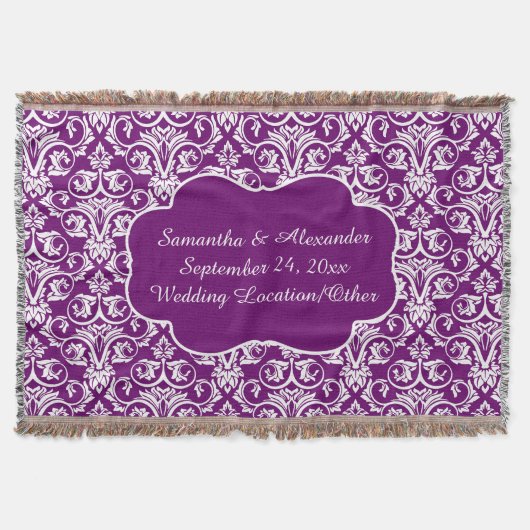 Persoonlijke Damask Wedding/Keepomwille Paarse Thr Deken (Voorkant)