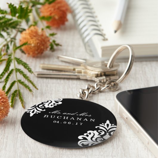 Persoonlijke Damask Wedding Keepomwille Sleutelhan Sleutelhanger (Zijkant)