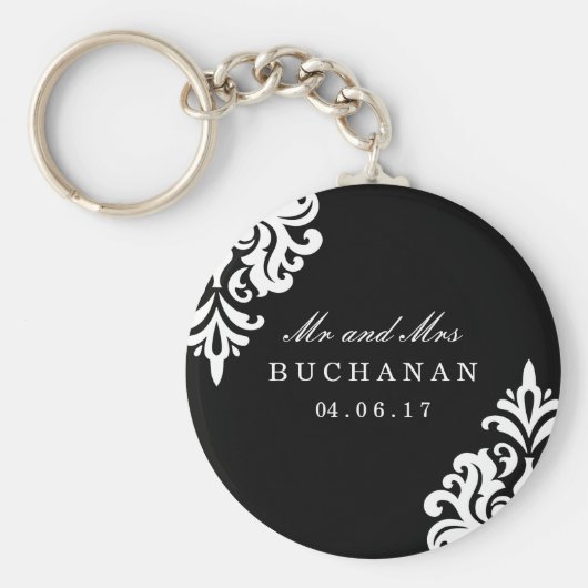 Persoonlijke Damask Wedding Keepomwille Sleutelhan Sleutelhanger (Voorkant)