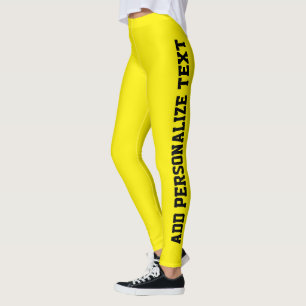 Persoonlijke Dames Activewear Zwart Helder Geel Leggings