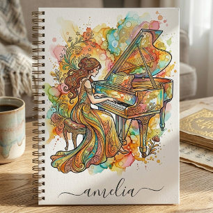 Persoonlijke Dames Grand Piano Artistieke Kleurrij Notitieboek
