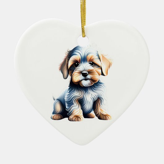 Persoonlijke Dandie Dinmont Terrier Puppy Keramisch Ornament (Voorkant)