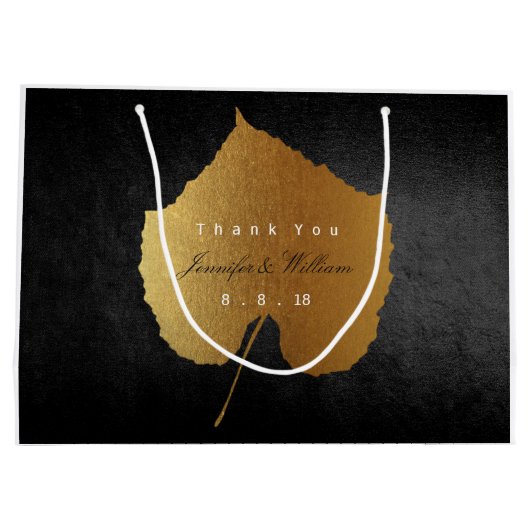 Persoonlijke dank Herfst Gold laat zwart staan Groot Cadeauzakje (Achterkant)