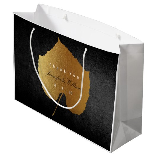 Persoonlijke dank Herfst Gold laat zwart staan Groot Cadeauzakje (Achterkant Gekanteld)