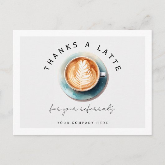 Persoonlijke Dank je wel, dat is een latte Referra Briefkaart (Voorkant)