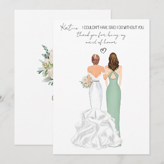 Persoonlijke dank je wel dat je mijn getuige bent kaart (Voorkant / Achterkant)