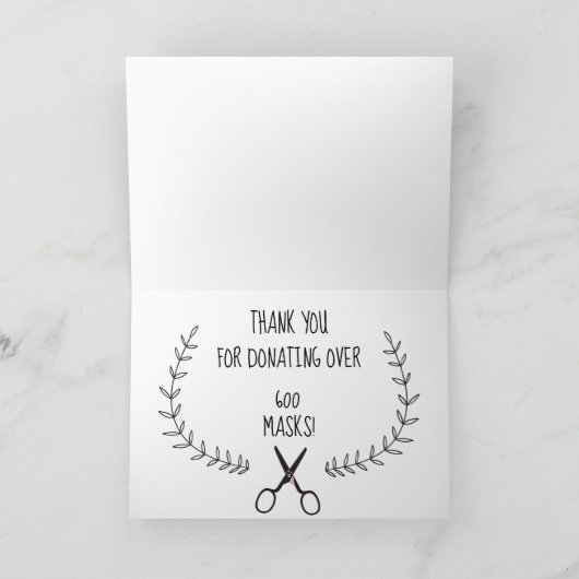 Persoonlijke dank voor het doneren van maskers kaart (Binnen)