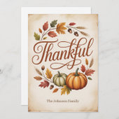 Persoonlijke Dankbare Herfst Feestdagenkaart (Voorkant / Achterkant)