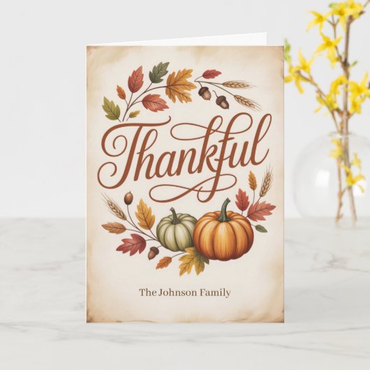 Persoonlijke Dankbare Herfst Kaart (Gele Bloem)
