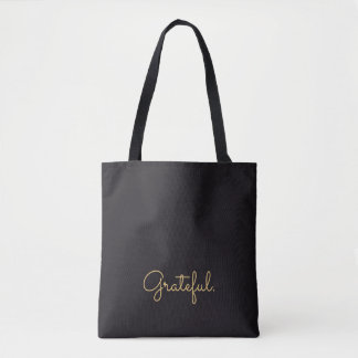 Persoonlijke Dankbare Zwarte Gouden Script Dankbaa Tote Bag