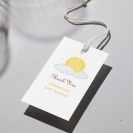 Persoonlijke Dankjewel Baby Shower retro zon Favou Cadeaulabel