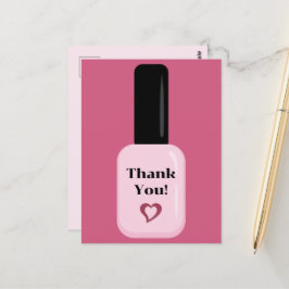 Persoonlijke Dankjewel Moderne Roze Nagellak Briefkaart