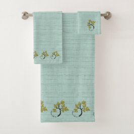 Persoonlijke Dansende Boom Olijfgroen Bad Handdoek