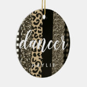 Persoonlijke danser Faux Cheetah en Glitter Keramisch Ornament (Rechts)