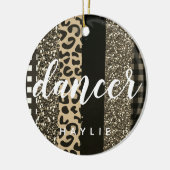 Persoonlijke danser Faux Cheetah en Glitter Keramisch Ornament (Links)