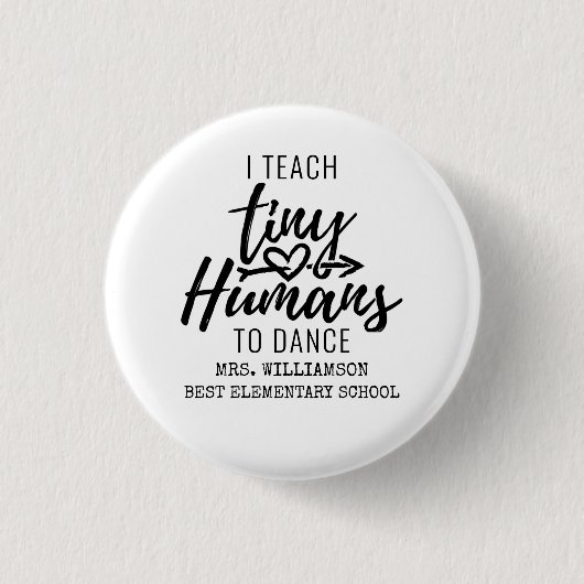 Persoonlijke danslerarenschrijftypografie ronde button 3,2 cm (Voorkant)