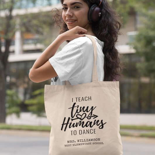 Persoonlijke danslerarenschrijftypografie tote bag