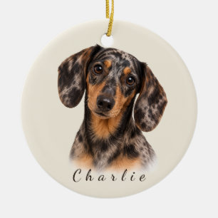Persoonlijke Dapple Dachshund met eigen naam Keramisch Ornament