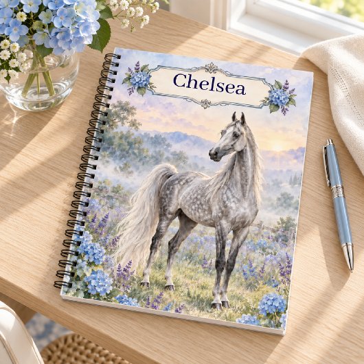 Persoonlijke Dapple Gray Saddlebred Hydrangea Notitieboek