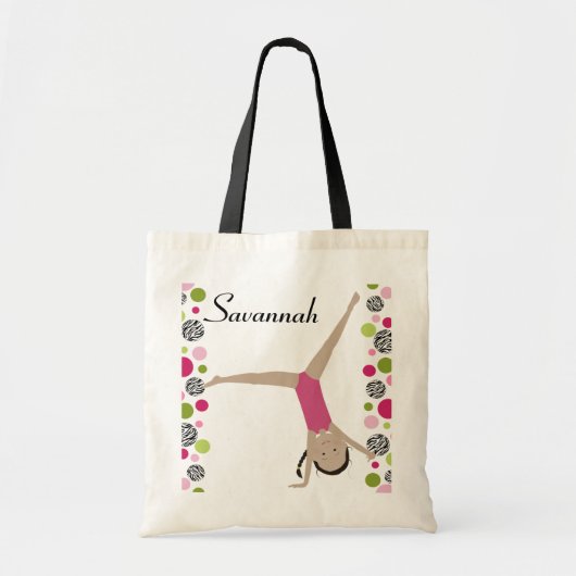 Persoonlijke Dark Hair Little Gymnast Pinks Tote Bag (Voorkant)