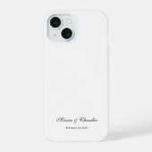 Persoonlijke datum voor koppel Minimalistisch wit iPhone 15 Case (Achterkant)
