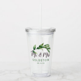 Persoonlijke datum voor meneer en mevrouw Foliage Acryl Drinkbeker