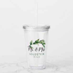 Persoonlijke datum voor meneer en mevrouw Foliage Acryl Drinkbeker
