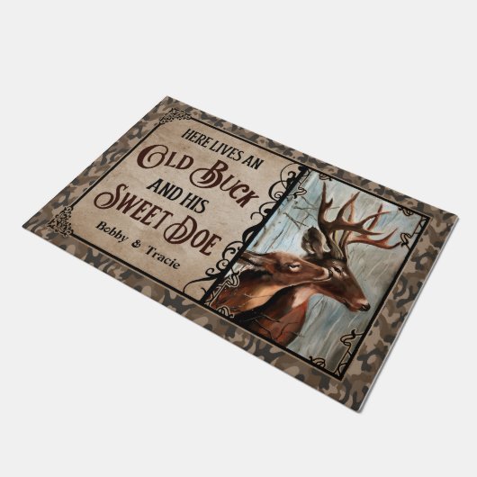 Persoonlijke dealer en oude bankdeur deurmat (Schuin)