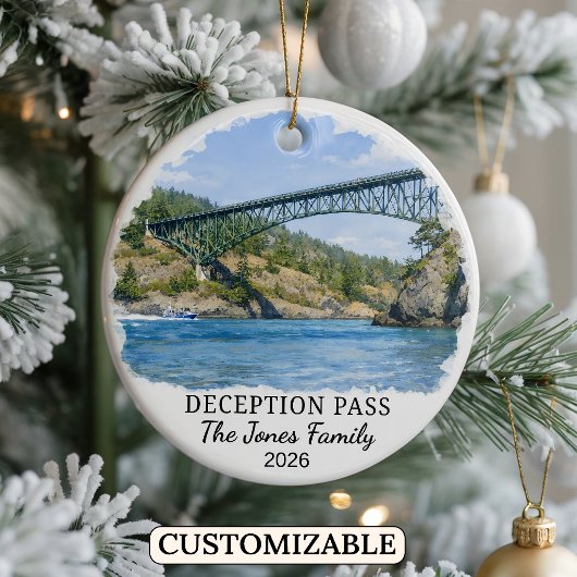Persoonlijke Deception Pass-sieraad, Washington Keramisch Ornament