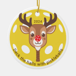 Persoonlijke 'Deck the Halls with Pickleballs' Keramisch Ornament