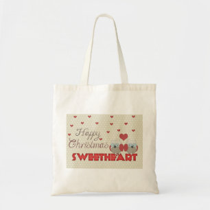 Persoonlijke decoratieve gelukkige kerst uilen har tote bag