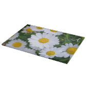 Persoonlijke decoratieve glazen snijplank madelief (Hoek)