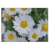 Persoonlijke decoratieve glazen snijplank madelief (Voorkant)