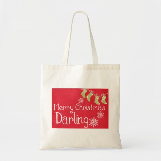 Persoonlijke decoratieve rode kerstsokken tote bag (Voorkant)