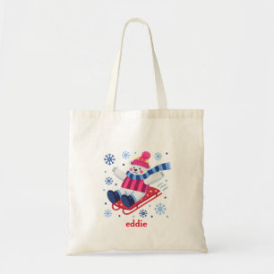 Persoonlijke decoratieve sneeuwbeer kerst tote bag