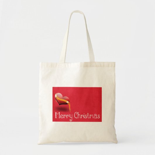 Persoonlijke decoratieve vrolijke kerst rode hart tote bag (Voorkant)
