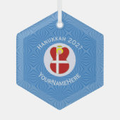 Persoonlijke Deense engel Hanukkah-vlag Glas Ornament (Voorkant)