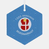 Persoonlijke Deense engel Hanukkah-vlag Glas Ornament (Achterkant)