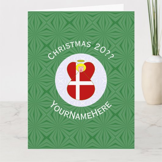 Persoonlijke Deense engel kerst vlag Kaart (Voorkant)