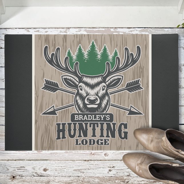Persoonlijke deer Elk Hunter Bow Hunting Lodge Deurmat (Creator heeft geüpload)